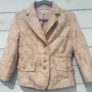 Banana Republic Soft Pink
Rose Floral/Khaki Cotton/Linen 
Button Blazer 
Size: 6
